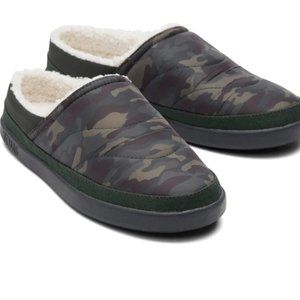 TOMS SAGE WOMENS FAUX FUR LINED QUILTED SCUFF SLIPPERS